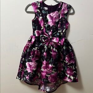 BONNIE JEAN FLORAL‎ PINK & PURPLE HIGH LOW BIG BOW KIDS DRESS SIZE 10